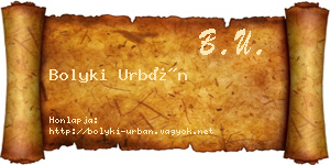 Bolyki Urbán névjegykártya